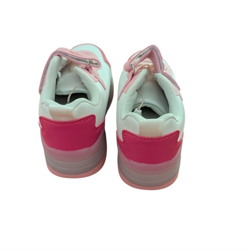 LED Roller Skates Shoes 4 Wheel Skating Pink and White Light-Up Size 1 - Picture 10 of 11